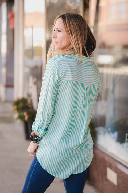 Ivy Striped Button Top