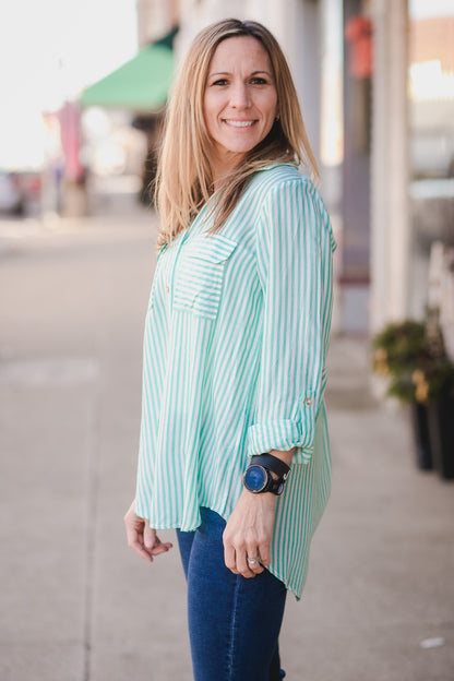 Ivy Striped Button Top
